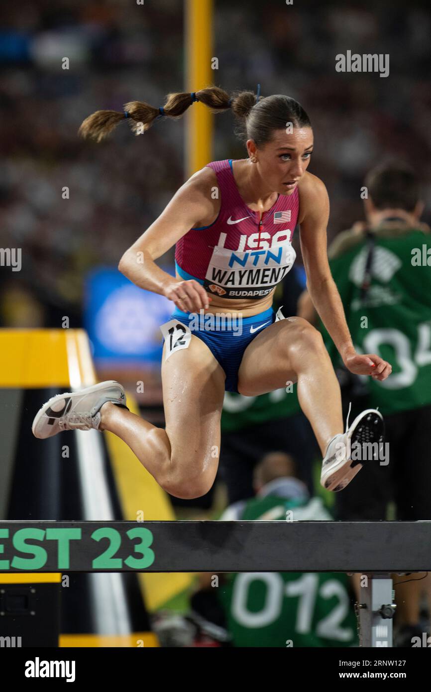Courtney Wayment of the USA competing in the women’s 3000m steeplechase on day nine at the World
