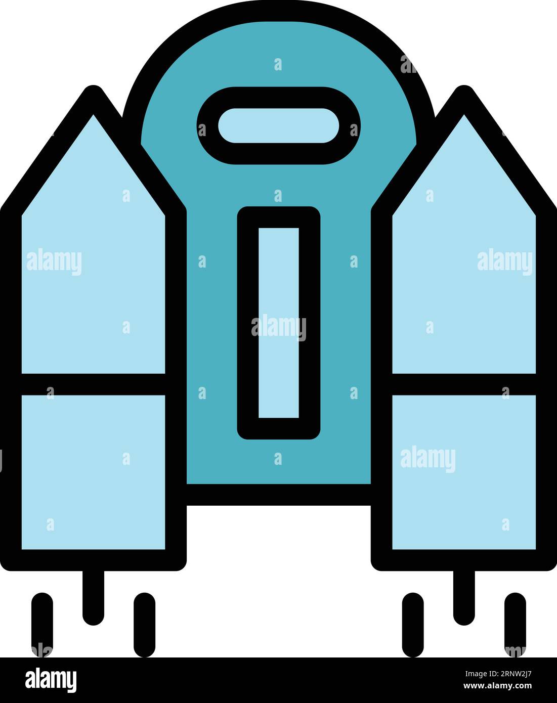 Pack of jetpack icon outline vector. Rocket boost. Speed work color flat Stock Vector