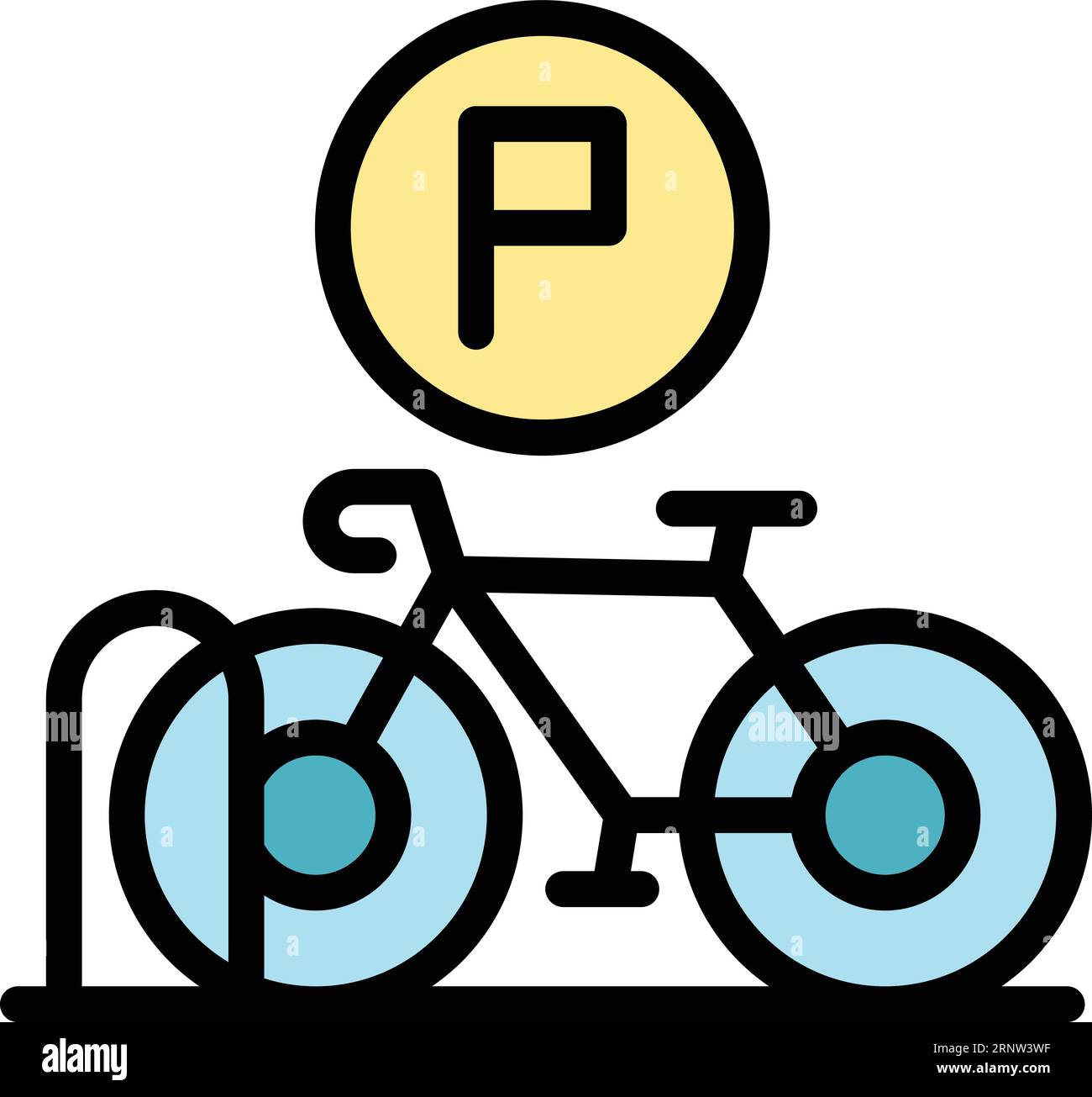 Parking bike icon outline vector. City rent. Smart transport color flat Stock Vector