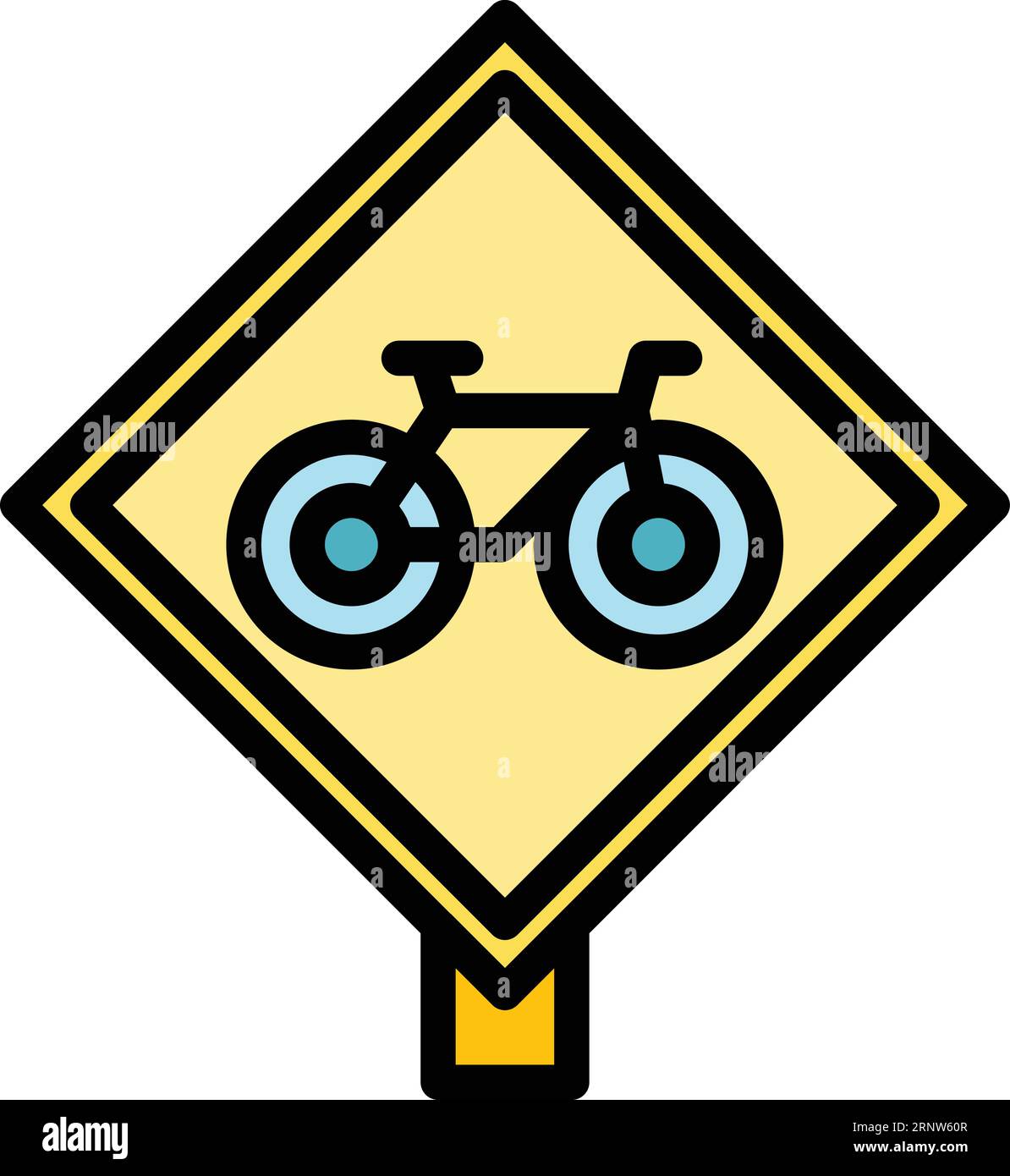 Bike rent road sign icon outline vector. Public app. Share bicycle color flat Stock Vector