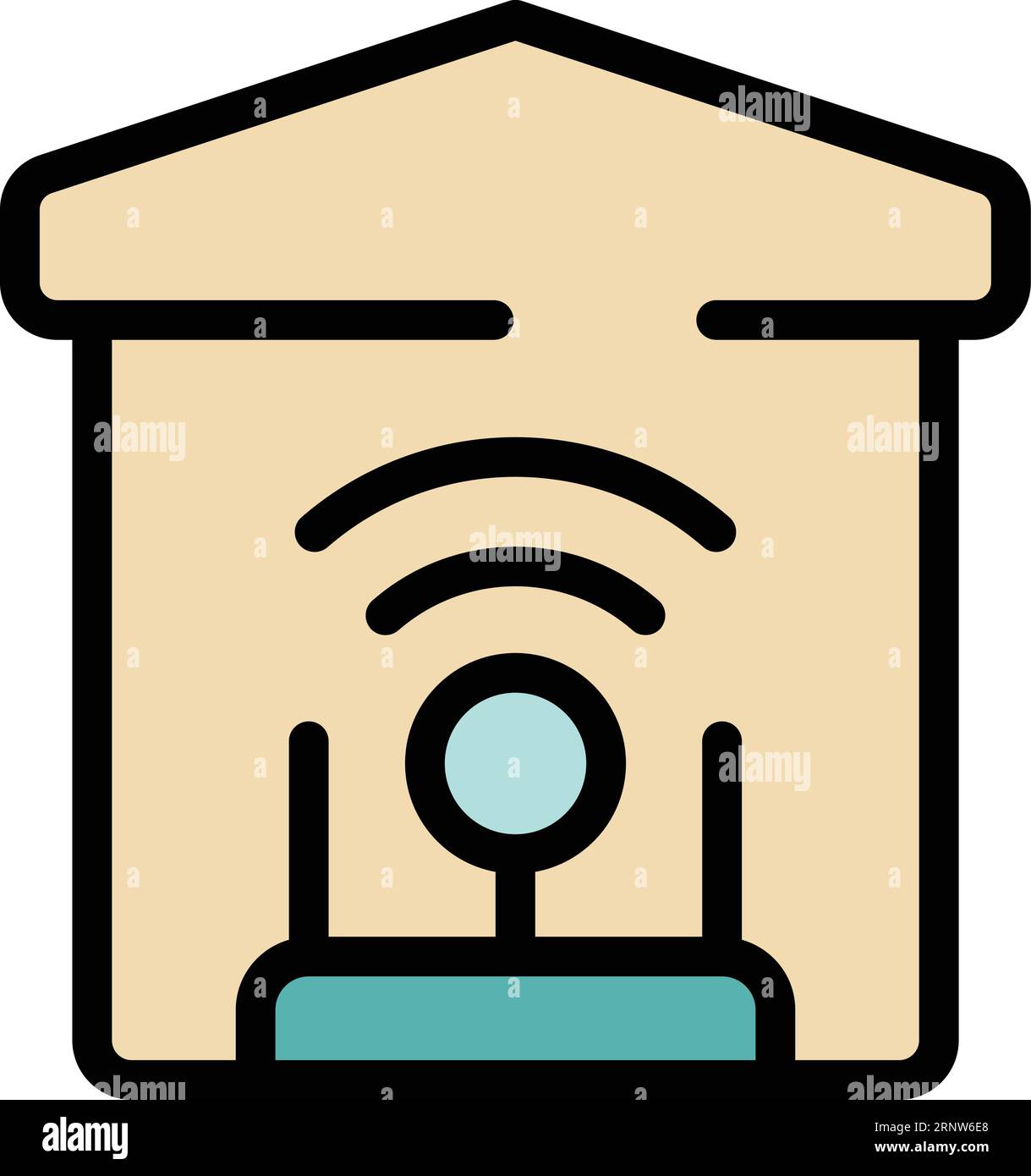 Internet house icon outline vector. Secure private. Data server color flat Stock Vector