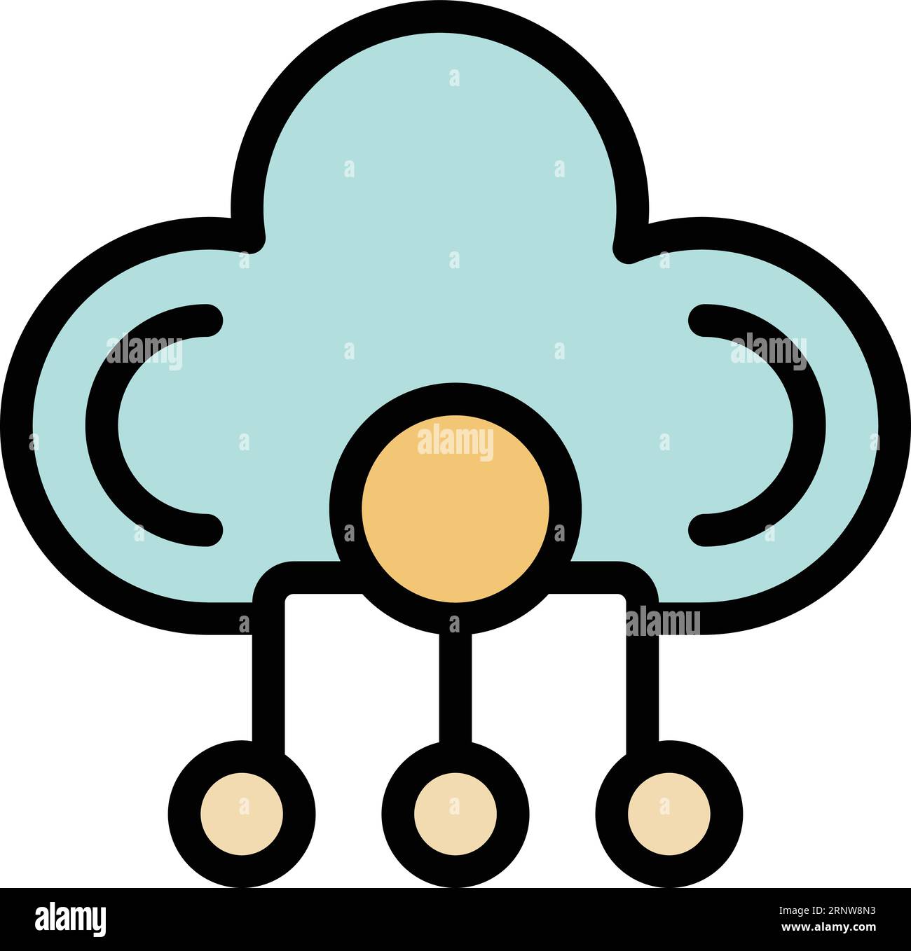 Data cloud vpn icon outline vector. Online security. Secure software color flat Stock Vector