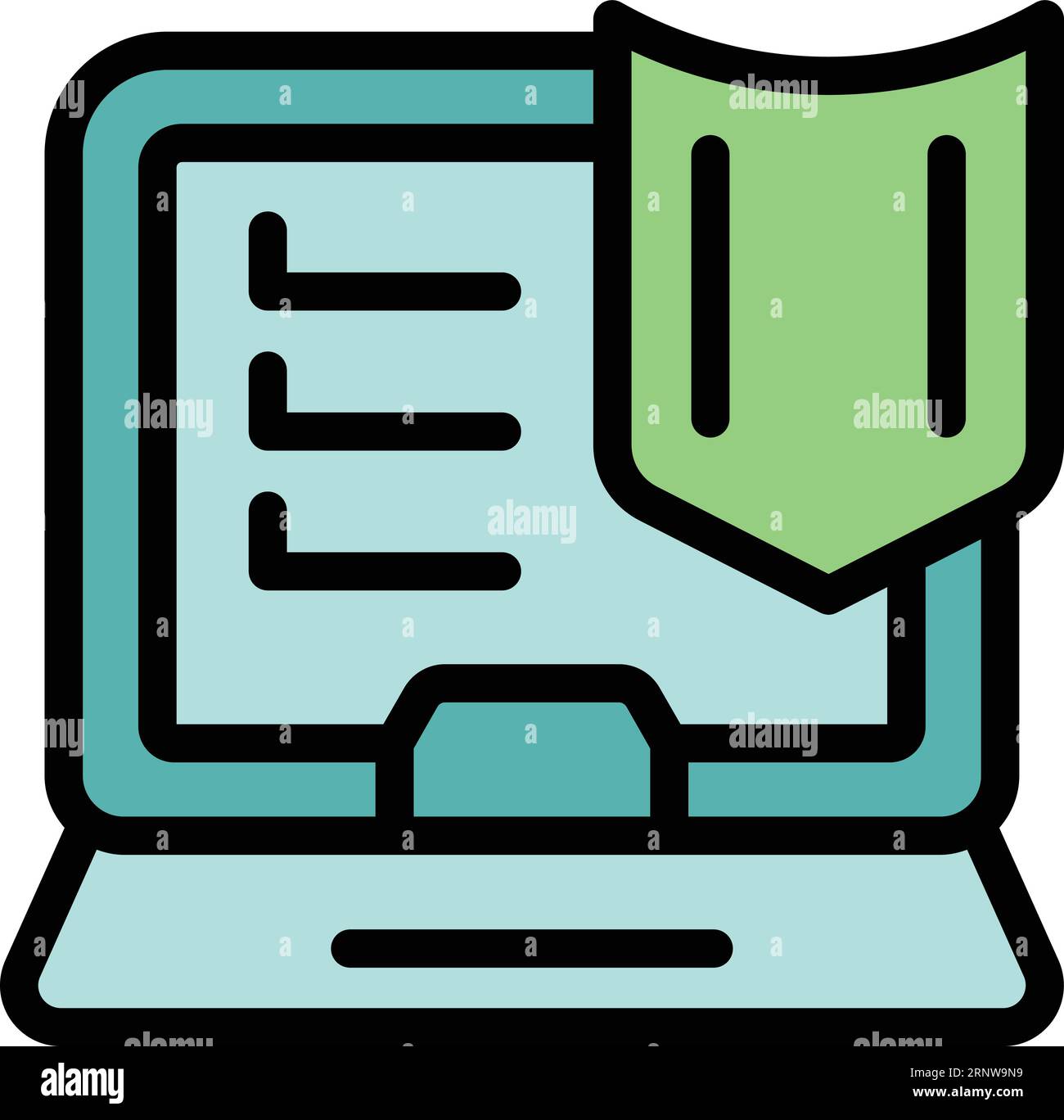 Laptop vpn access icon outline vector. Online security. Secure software color flat Stock Vector