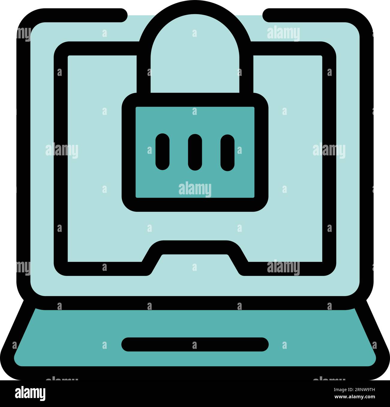 Laptop online share icon outline vector. Access server. Security private color flat Stock Vector