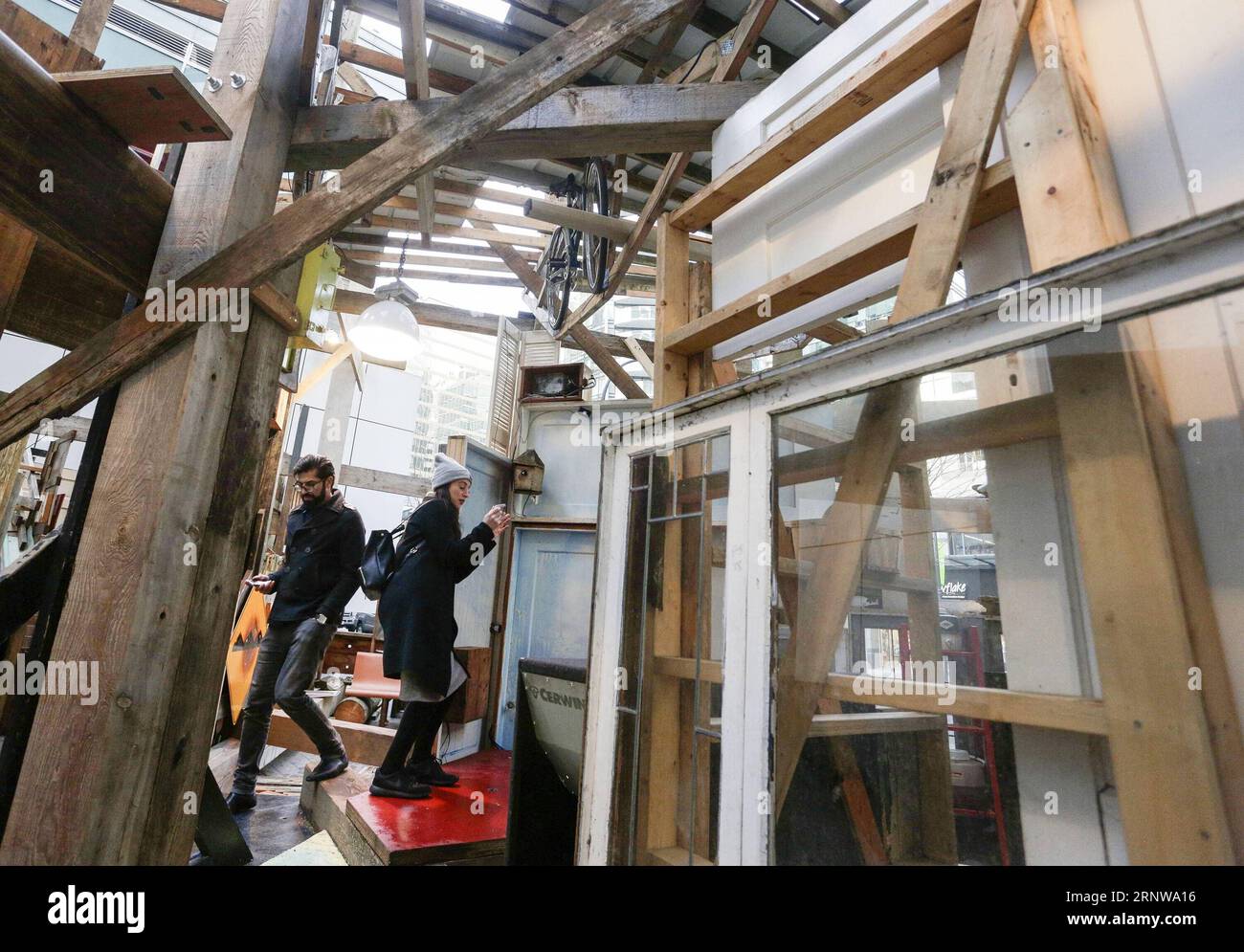 (171210) VANCOUVER, Dec. 10, 2017 People walk inside an art