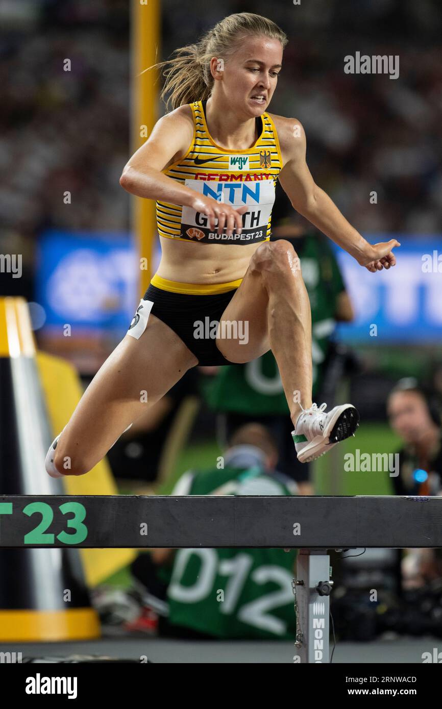 Olivia Gurth of Germany competing in the women’s 3000m steeplechase on day nine at the World Athletics Championships at the National Athletics Centre Stock Photo
