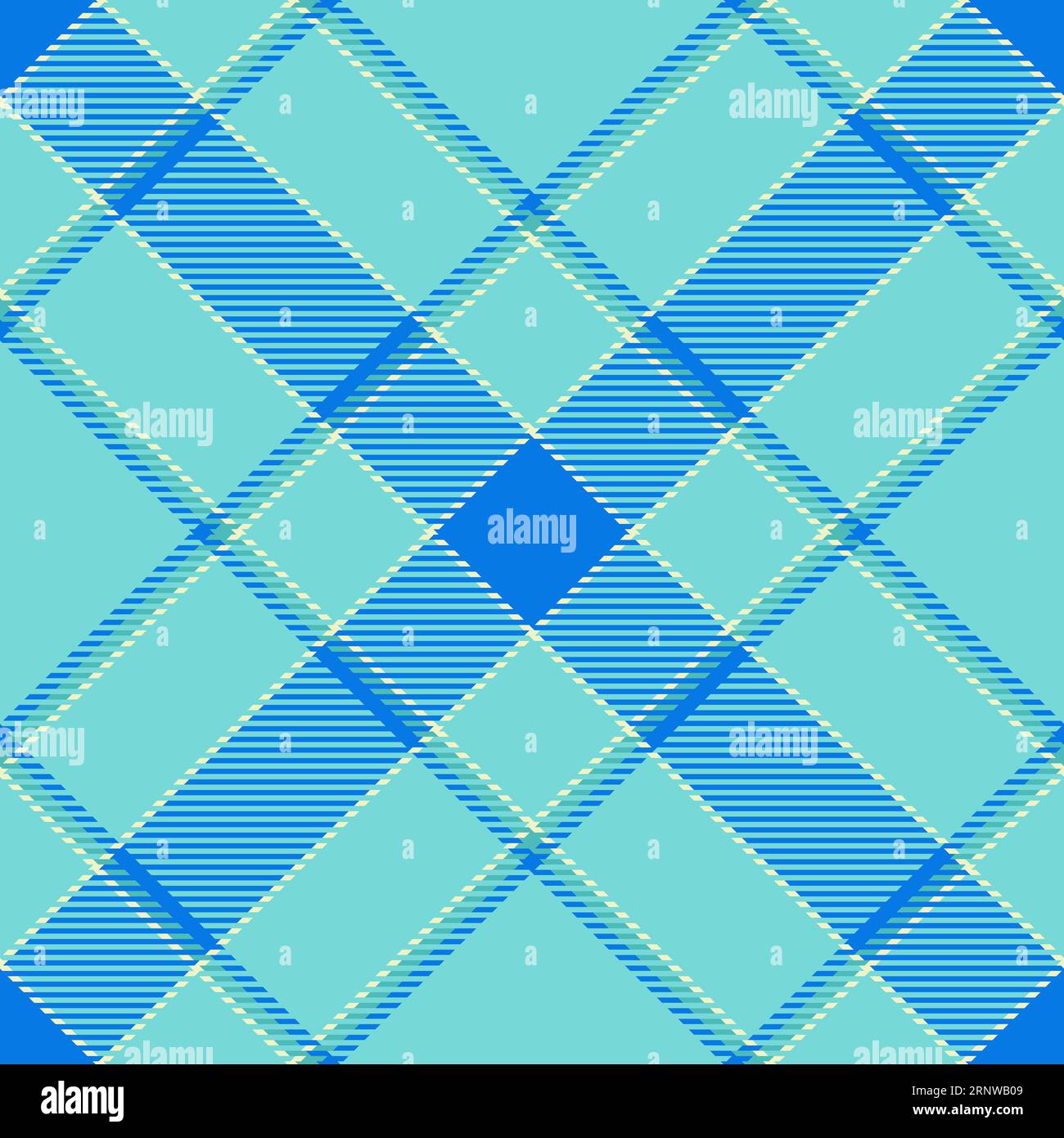 Pattern textile plaid of fabric tartan texture with a vector seamless background check in teal and cyan colors. Stock Vector