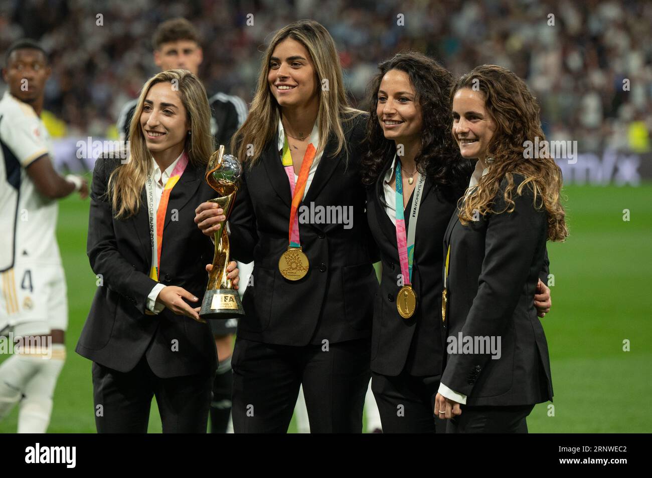 2nd September 2023; Santiago Bernabeu Stadium, Madrid, Spain, Spanish La Liga Football, Real Madrid versus Getafe;  Memeber of the World Champions Womens football team Credit: Action Plus Sports Images/Alamy Live News Stock Photo