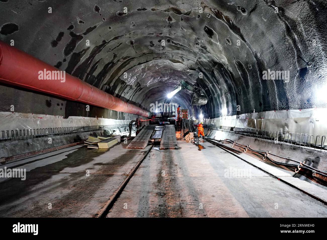 (171217) -- SHIJIAZHUANG, Dec. 17, 2017 -- Photo taken on Dec. 17, 2017 shows the construction site of Zhengpantai tunnel of an extension line of the Beijing-Zhangjiakou high-speed railway in north China s Hebei Province. The 52-km extension of the Beijing-Zhangjiakou railway to Hebei s Chongli District, where most of the 2022 Olympic skiing events will be held, is expected to be completed by the end of 2019. ) (wf) CHINA-HEBEI-BEIJING-ZHANGJIAKOU RAILWAY-CONSTRUCTION (CN) YangxShiyao PUBLICATIONxNOTxINxCHN Stock Photo