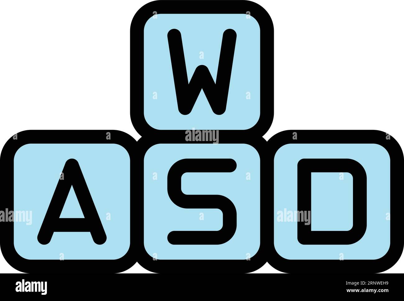 Wasd gamer icon outline vector. Online play. Sport electronic color flat Stock Vector