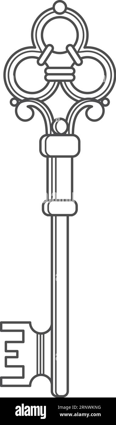 Vintage key. Old elegant secret linear drawing Stock Vector Image & Art ...