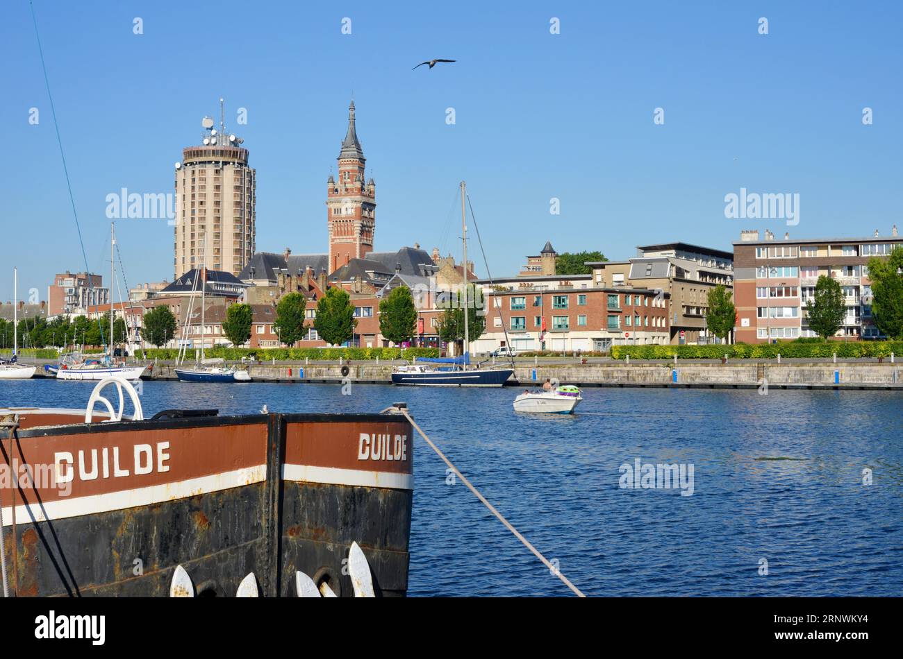 Dunkerque, France, panoramic view over the port Stock Photo