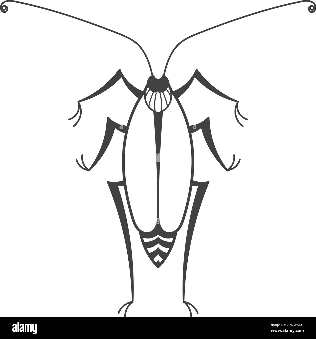 Cockroach ink drawing. Pest icon. Natural animal Stock Vector