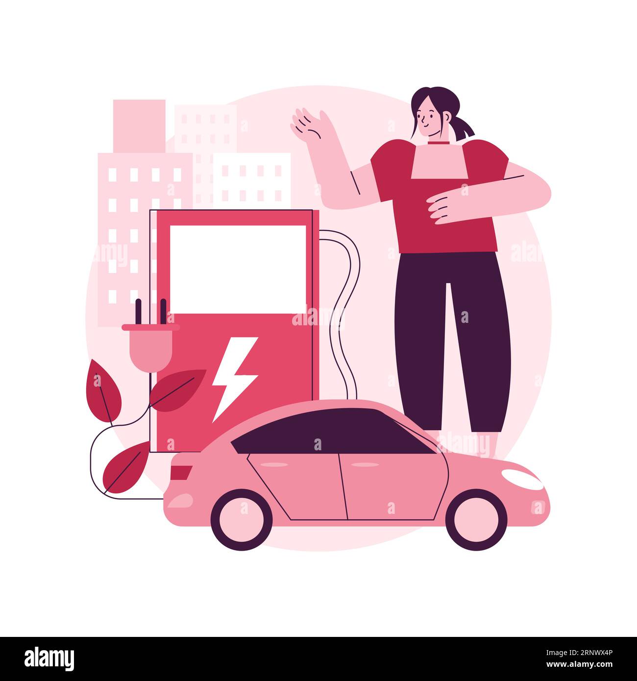 Charging station abstract concept vector illustration. Electric vehicle, recharging point, plug
