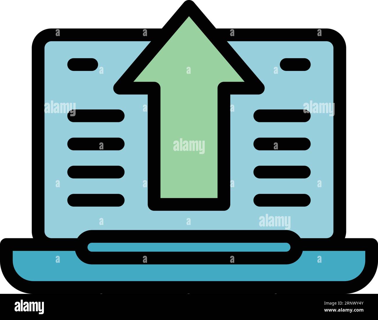 Laptop software icon outline vector. Computer building. Web work color flat Stock Vector