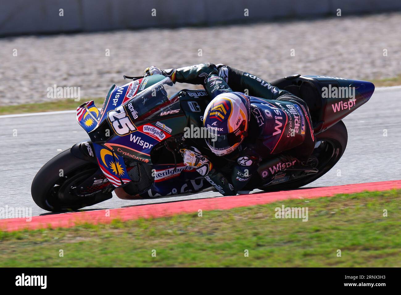 Barcelona, Spain. 1st Sep, 2023. Raul Fernandez from Spain of CryptoDATA  RNF MotoGP Team with Aprilia during the practice of Moto GP Gran Premi  Energi Monster de Catalunya at Circuit de Barcelona-Catalunya