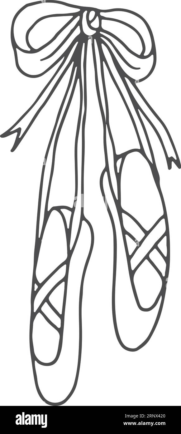 Ballet toe shoe pair doodle. Hand drawn pointe icon Stock Vector Image