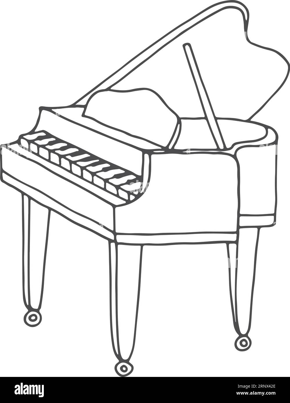 Grand piano doodle. Classic music instrument sketch Stock Vector