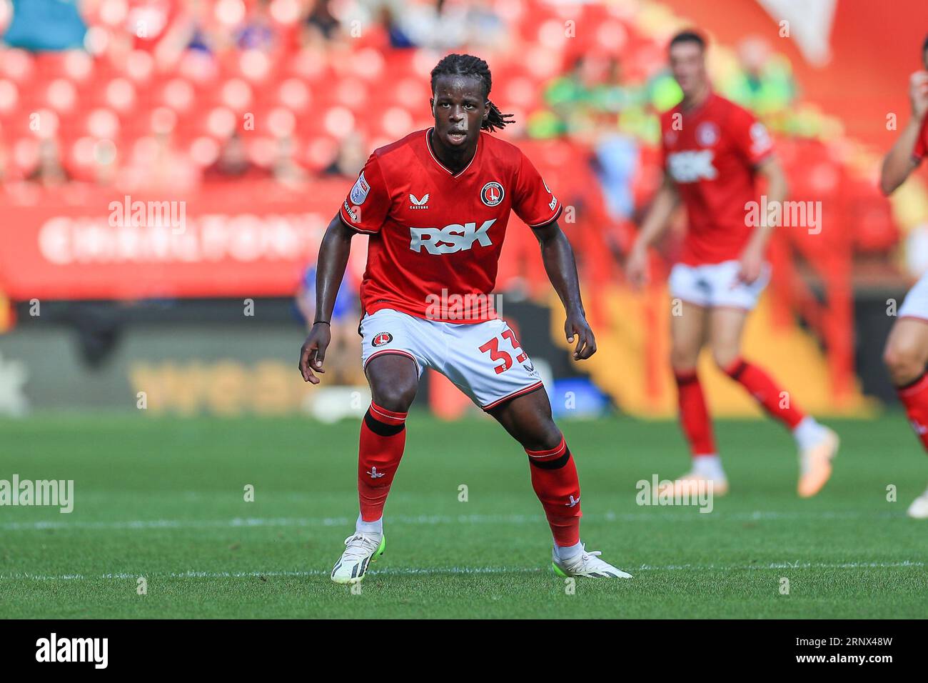 London, UK. 02nd Sep, 2023. Charlton Athletic midfielder Karoy Anderson (33) during the Charlton Athletic FC vs Fleetwood Town FC Sky Bet EFL League One match at The Valley, London, United Kingdom on 2 September 2023 Credit: Every Second Media/Alamy Live News Stock Photo