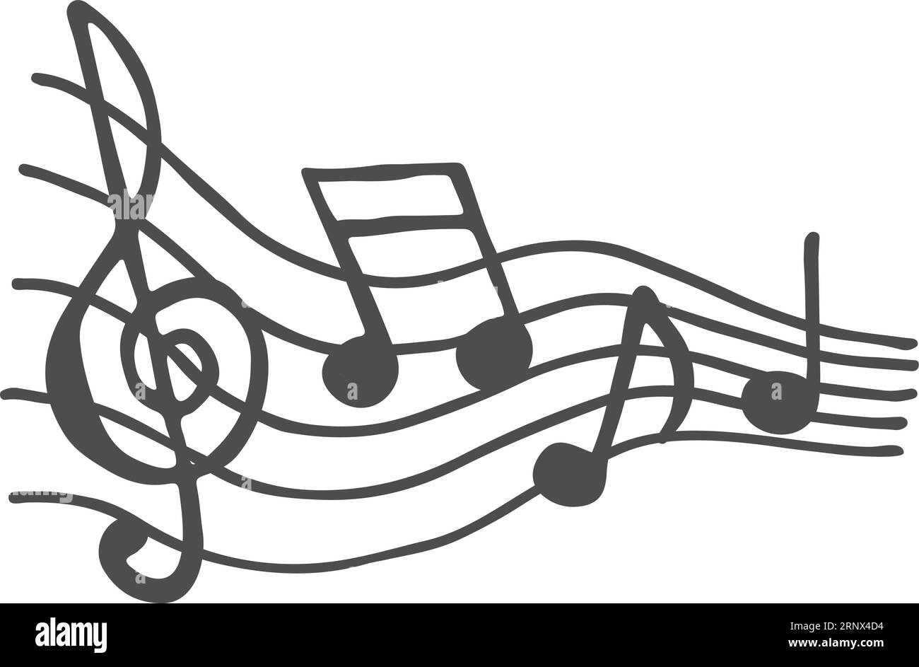 Music icon. Melody doodle. Note on stave symbol Stock Vector