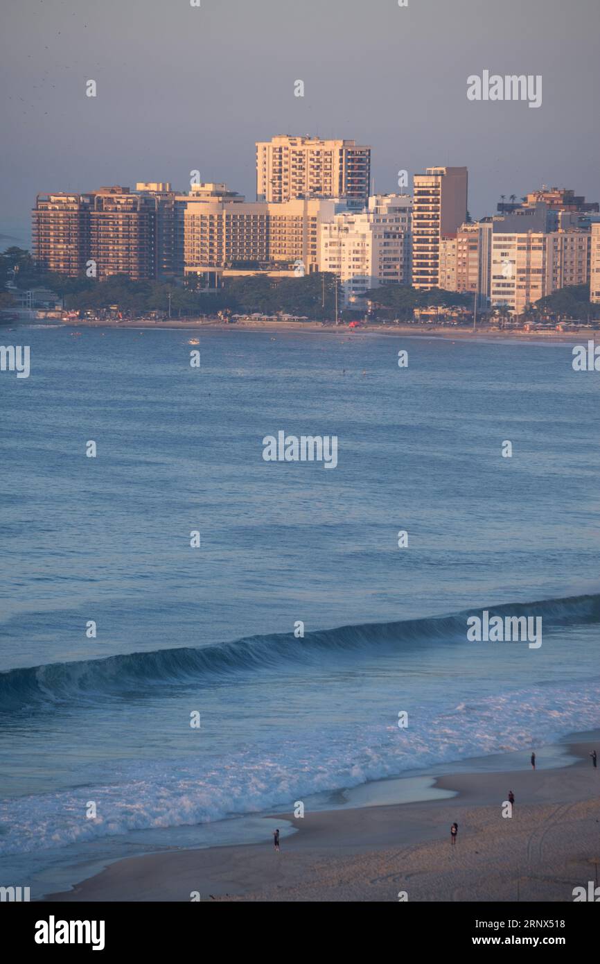 Rio de Janeiro, Brazil: early morning activities on a desert Copacabana ...