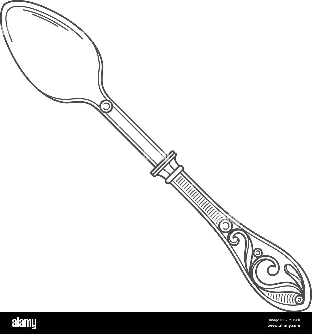 Vintage spoon drawing. Old silverware. Retro cutlery Stock Vector