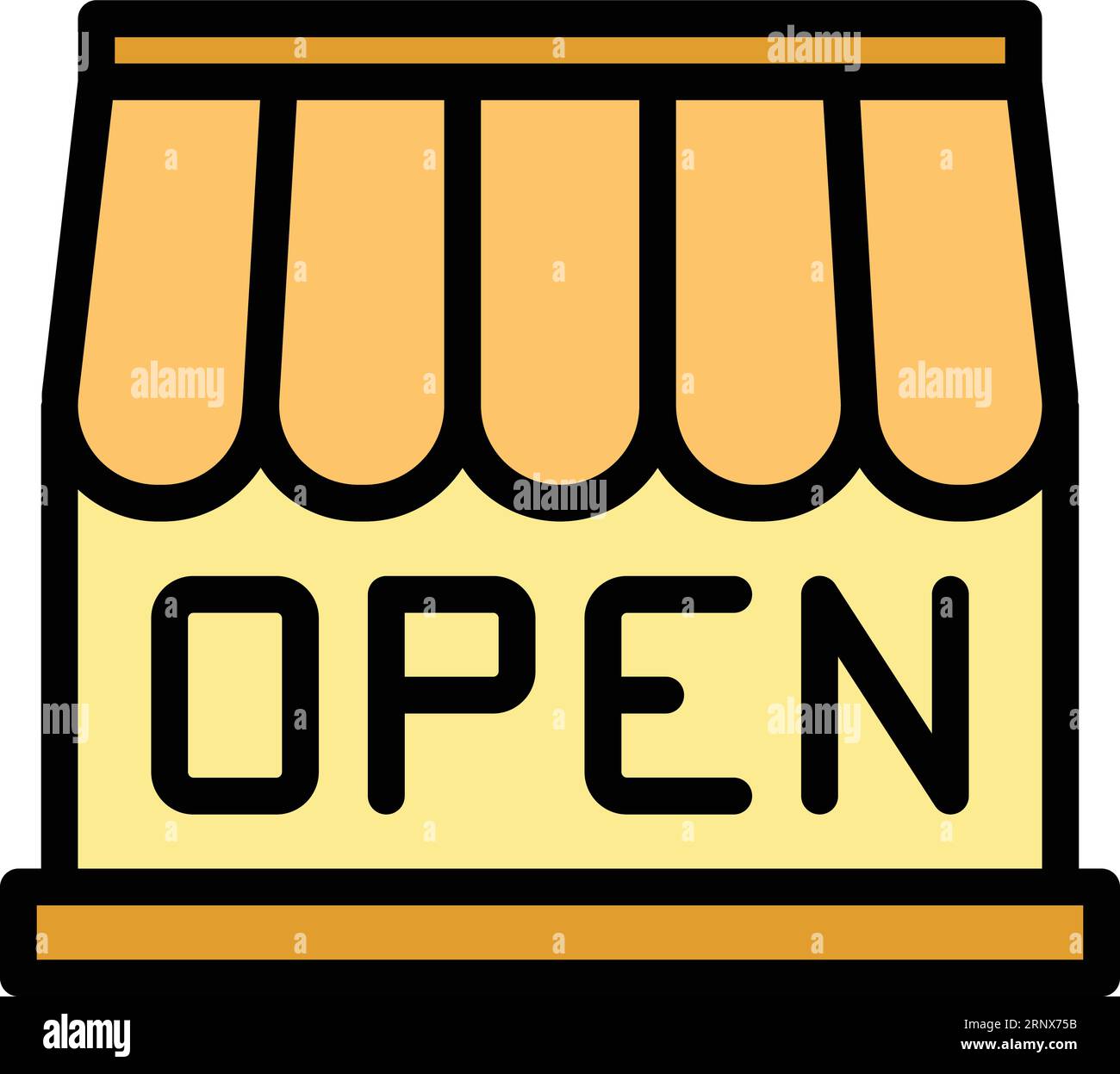 Open shop icon outline vector. Work meal. Cafe food color flat Stock ...