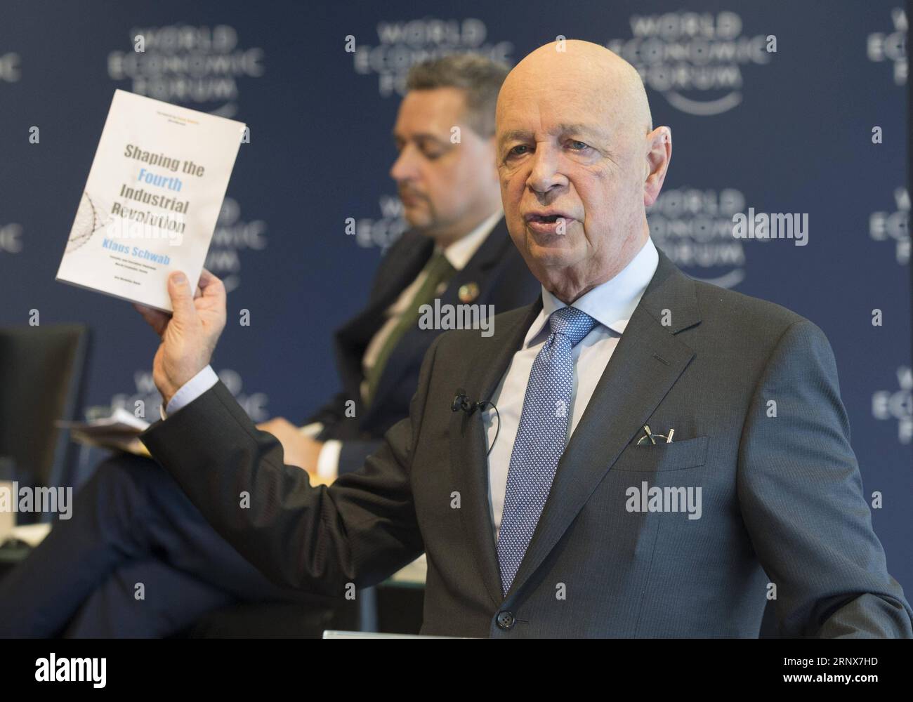 (180116) -- GENEVA, Jan. 16, 2018 -- Founder and Chief Executive of the World Economic Forum (WEF) Klaus Schwab gestures at a press conference in Geneva, Switzerland, Jan. 16, 2018. Some 70 heads of state and government and 38 heads of international organizations will debate creating a shared future in a fractured world -- the theme of this year s World Economic Forum in Davos from Jan. 23 to Jan. 26. ) SWITZERLAND-GENEVA-WORLD ECONOMIC FORUM-PRESS CONFERENCE XuxJinquan PUBLICATIONxNOTxINxCHN Stock Photo