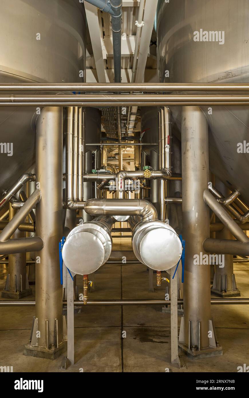 Piping, tubing, and vats in a commercial beer brewery Stock Photo Alamy