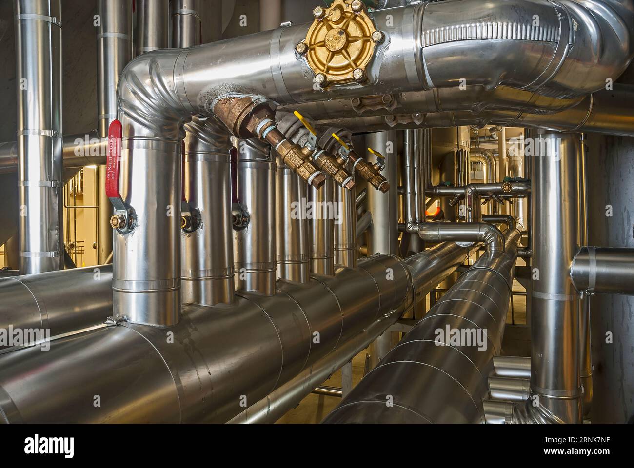 Piping, tubing, and vats in a commercial beer brewery Stock Photo Alamy