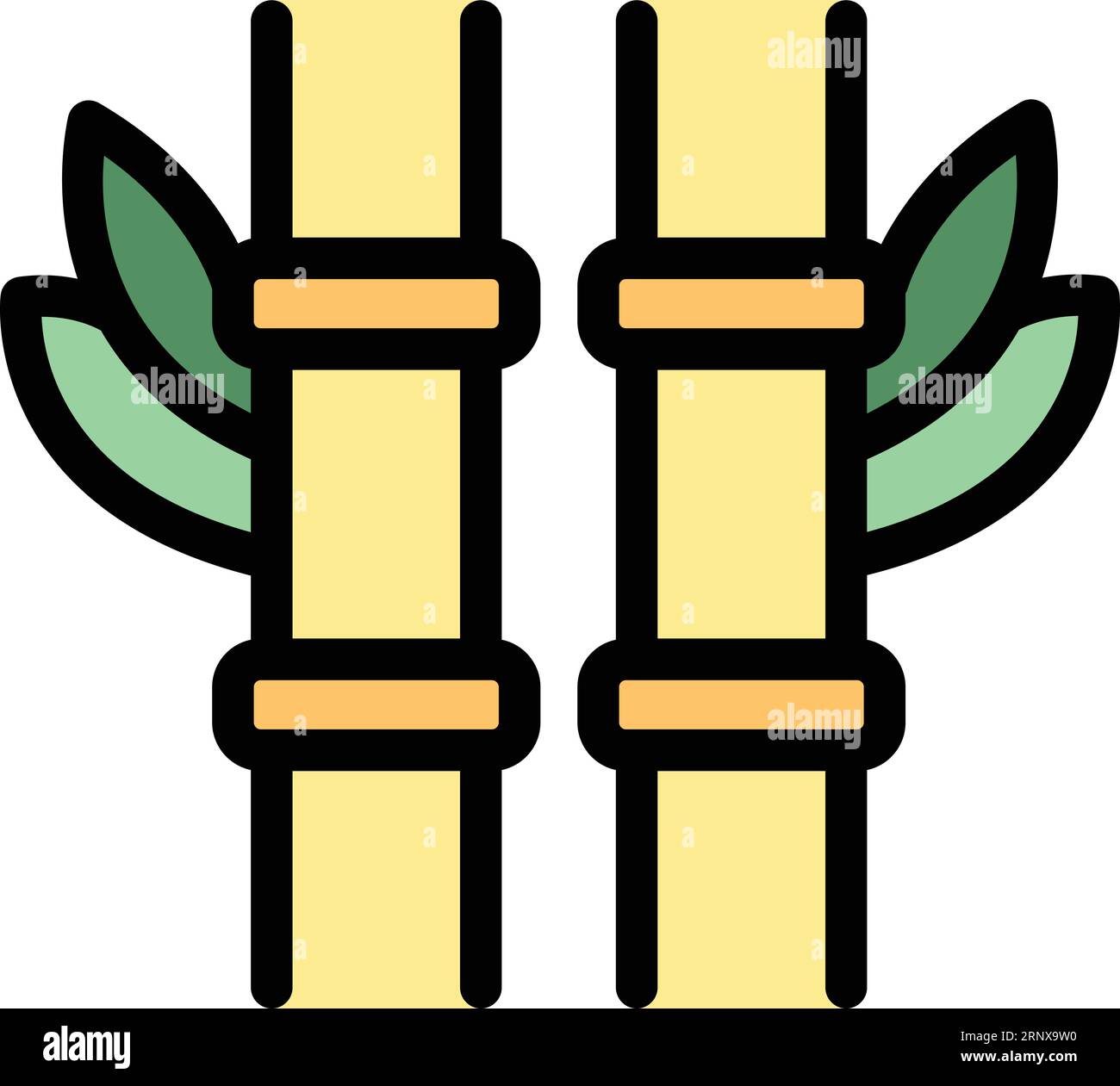 Bamboo plant icon outline vector. Kyoto plant. Ancient map color flat