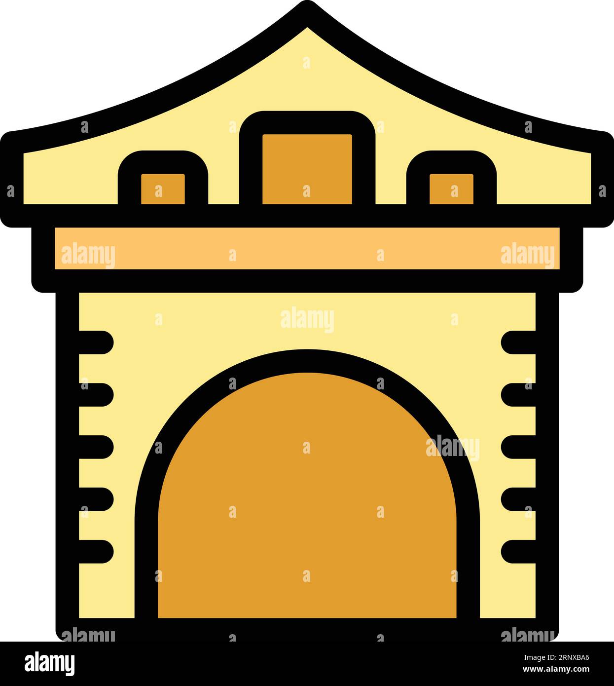 Kyoto arch icon outline vector. City temple. Japan building color flat