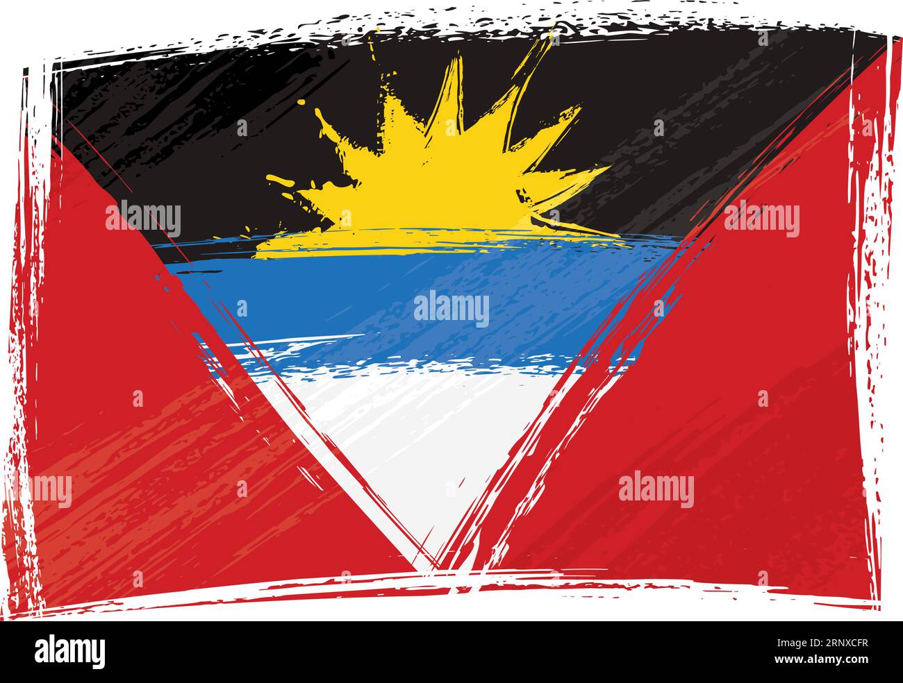Antigua and Barbuda national flag created in grunge style Stock Vector