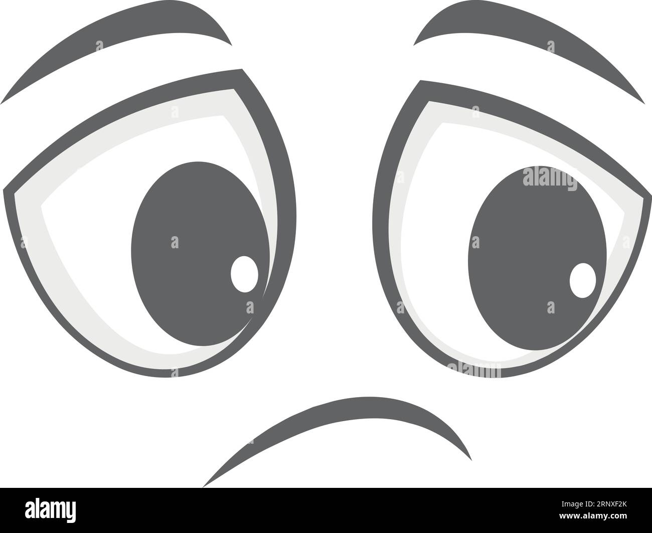 Frowning face. Unhappy worried expression for comic character Stock Vector
