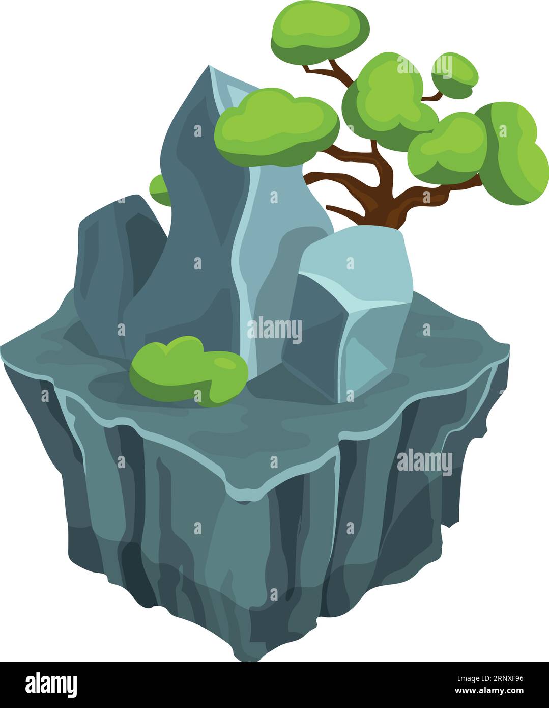 Rocky flying island. Isometric game ground object Stock Vector Image ...