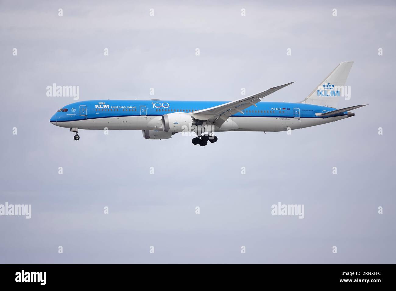 Boeing 787-9 Dreamliner, KLM Royal Dutch Airlines, near McCarran International Airport Stock Photo