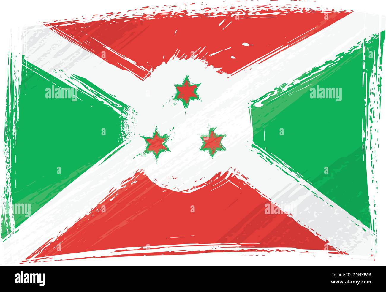 Burundi national flag created in grunge paint, style Stock Vector