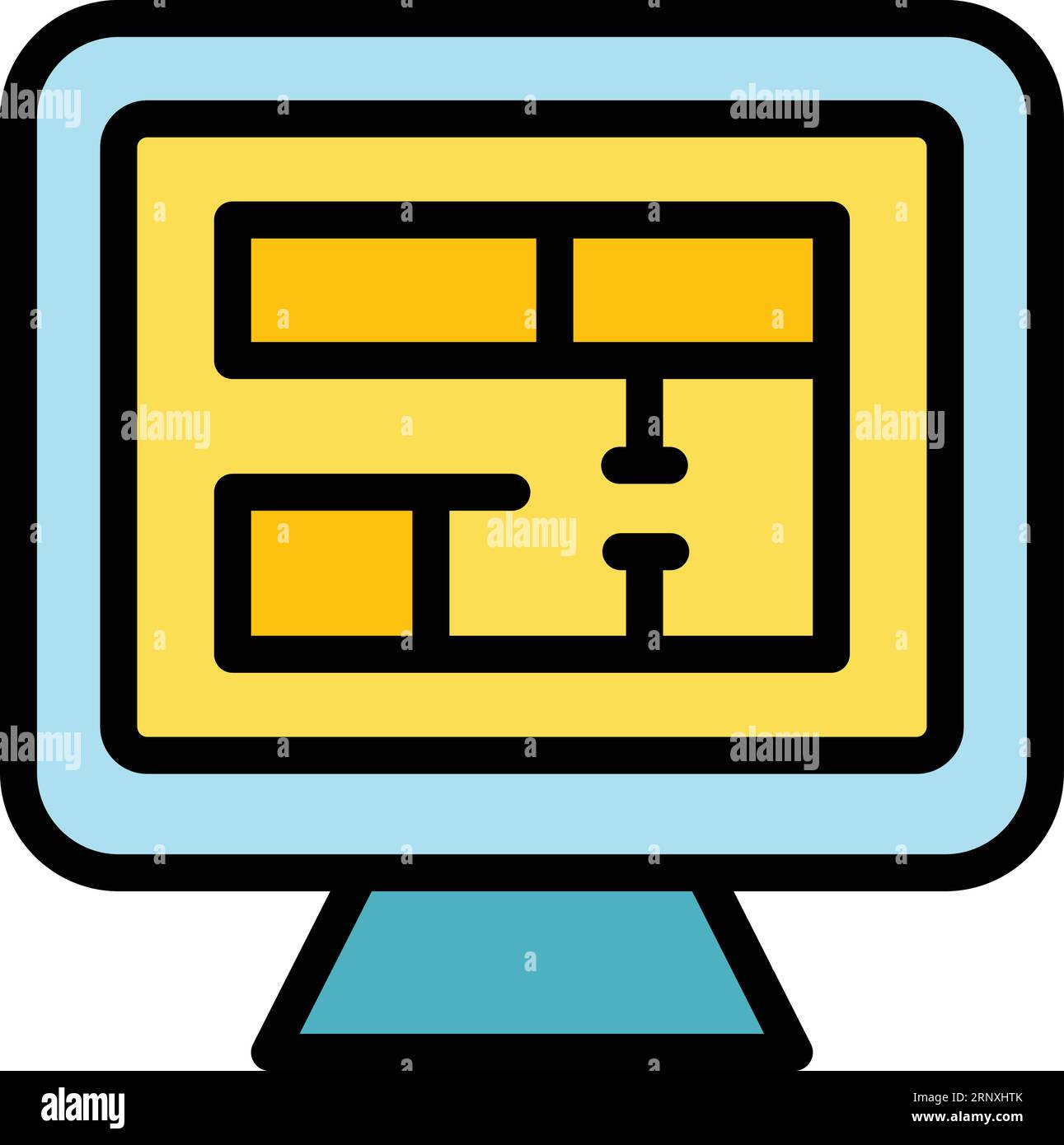 House plan monitor icon outline vector. Floor cement. Stone material