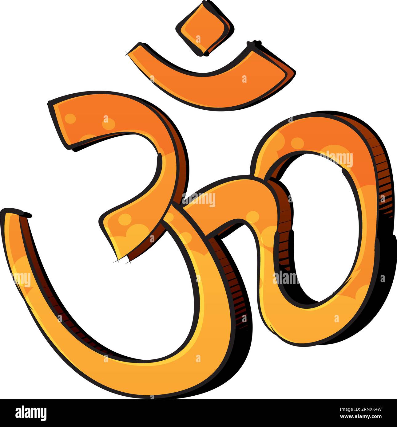 Hinduism religion symbol om created in graffiti style Stock Vector