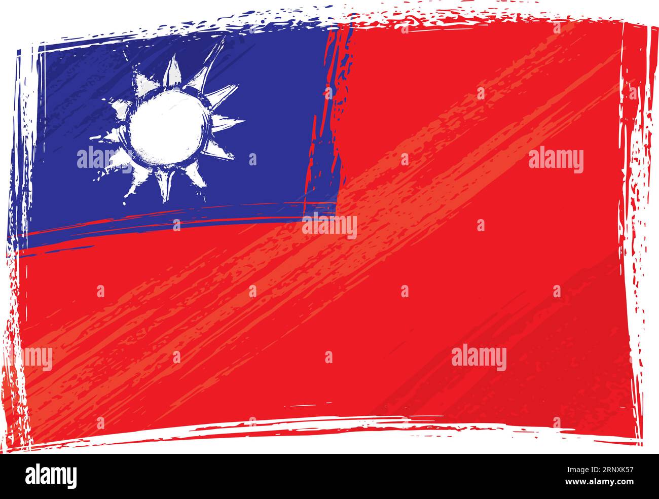 Taiwan national flag created in grunge style Stock Vector
