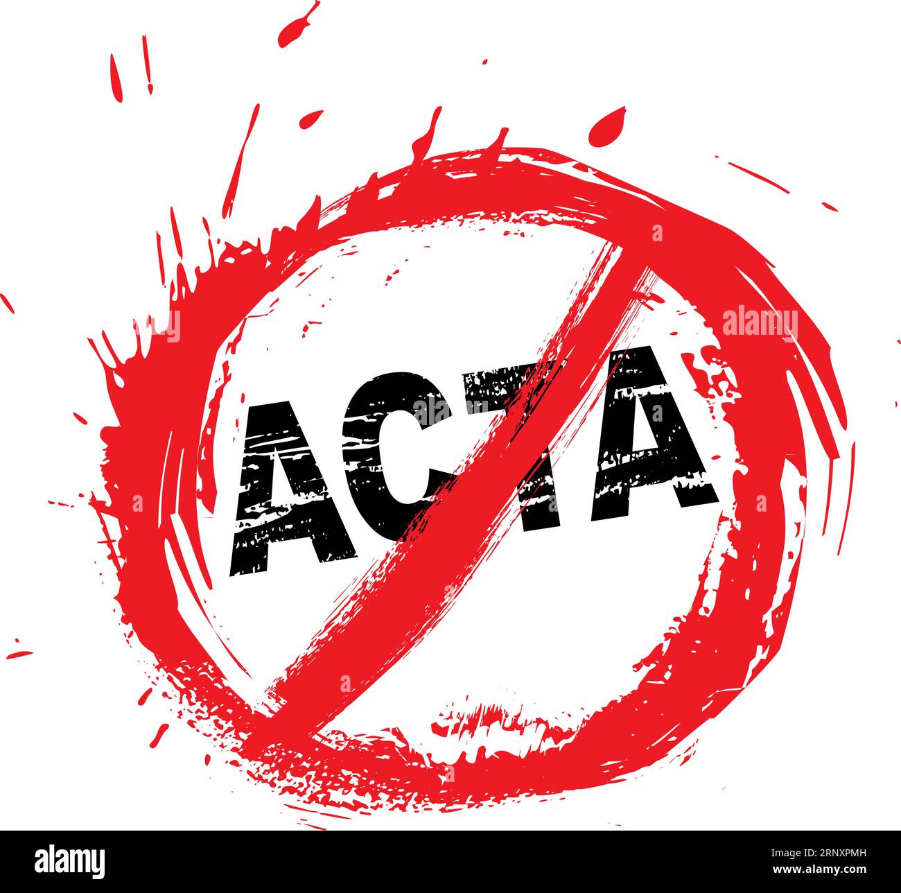 Stop ACTA symbol created in grunge style Stock Vector