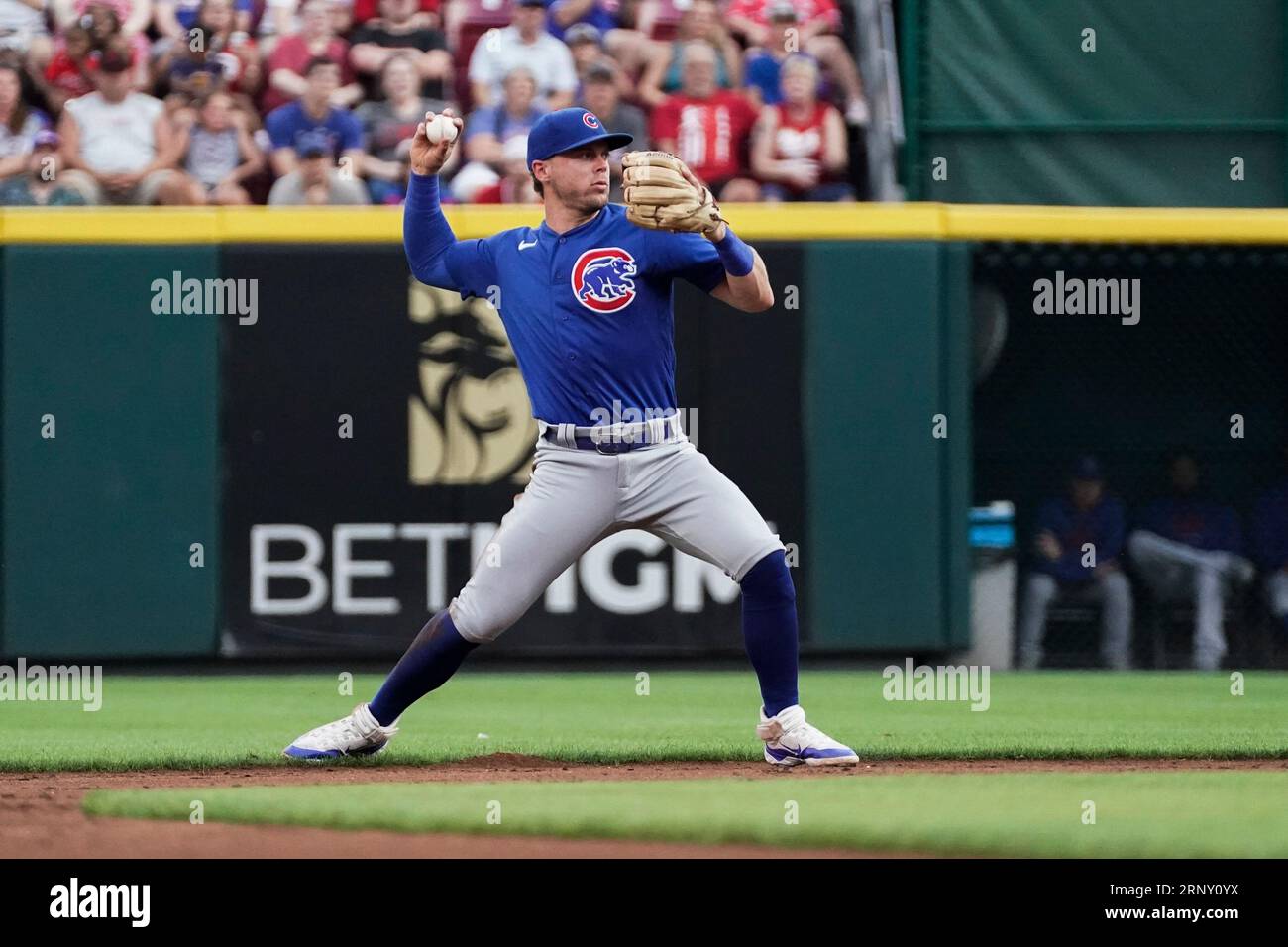 Chicago Cubs Second Baseman Nico Hoerner Throws To First For The Out On ...