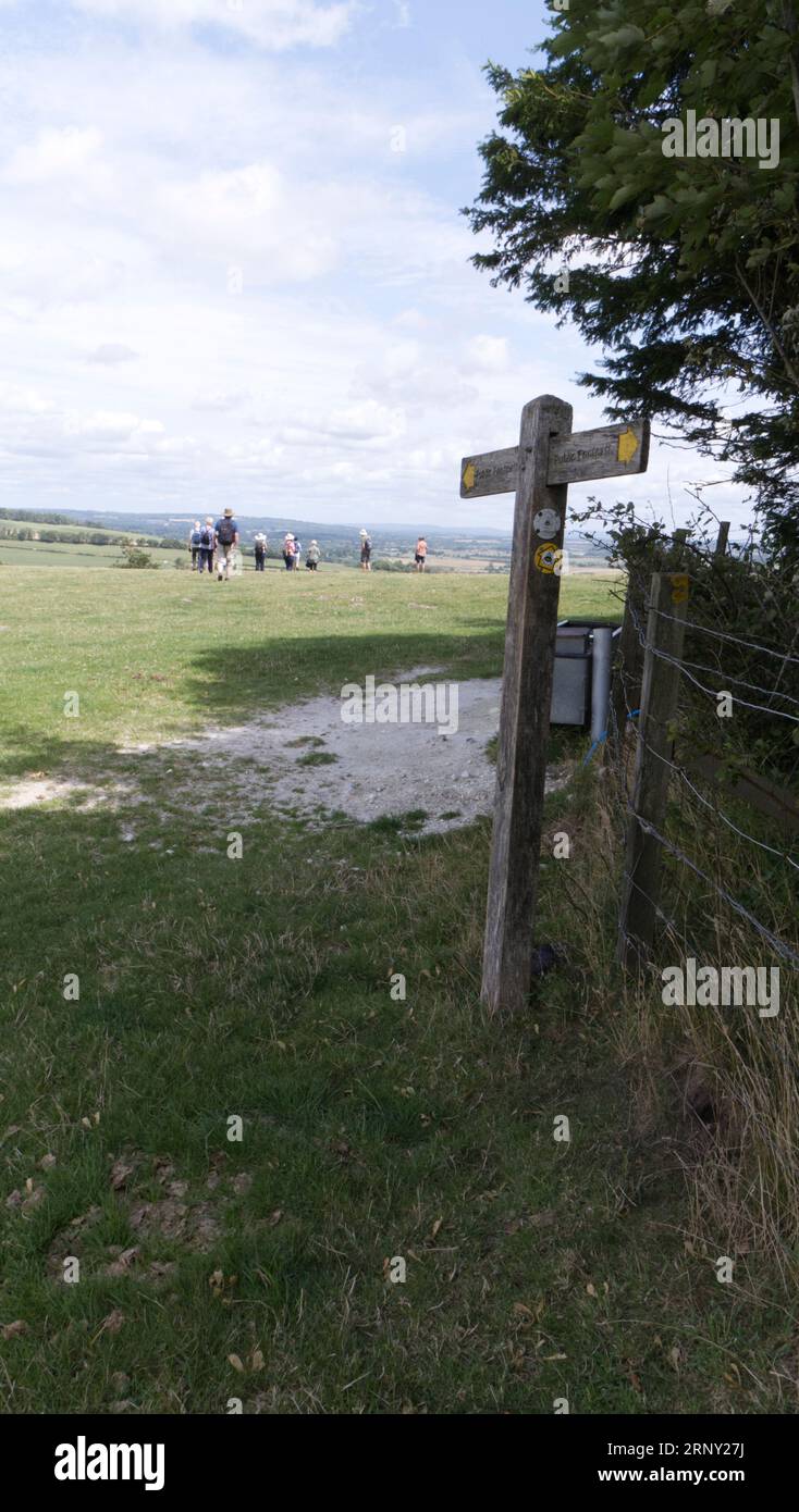 The Monarch's Way public footpath sign, South Downs, Sussex, England, UK Stock Photo