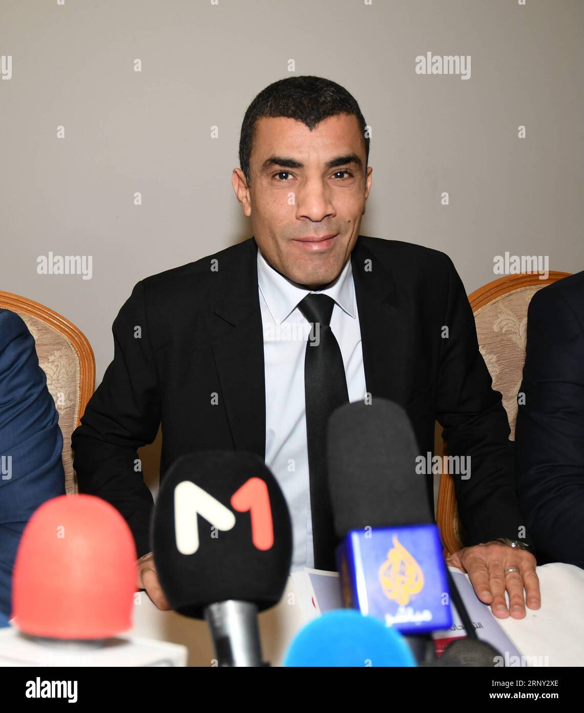 (180223) -- TUNIS, Feb. 23, 2018 -- Mohamed Tlili Mansri, President of the Independent Higher Authority for Elections (ISIE), attends a press conference in Tunis, Tunisia, on Feb. 23, 2018. The Tunisian electoral authority said on Friday that a total of 2,173 electoral lists were submitted for the municipal elections scheduled for May 6 as the candidacy application concluded Thursday. ) TUNISIA-TUNIS-MUNICIPAL ELECTIONS-PRESS CONFERENCE AdelxEzzine PUBLICATIONxNOTxINxCHN Stock Photo