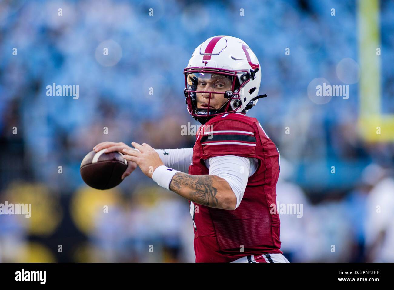 Scott Rattler Charlotte, NC, USA. 2nd Sep, 2023. South Carolina Gamecocks quarterback ...