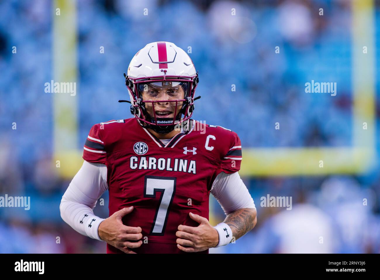 Scott Rattler Charlotte, NC, USA. 2nd Sep, 2023. South Carolina Gamecocks quarterback ...