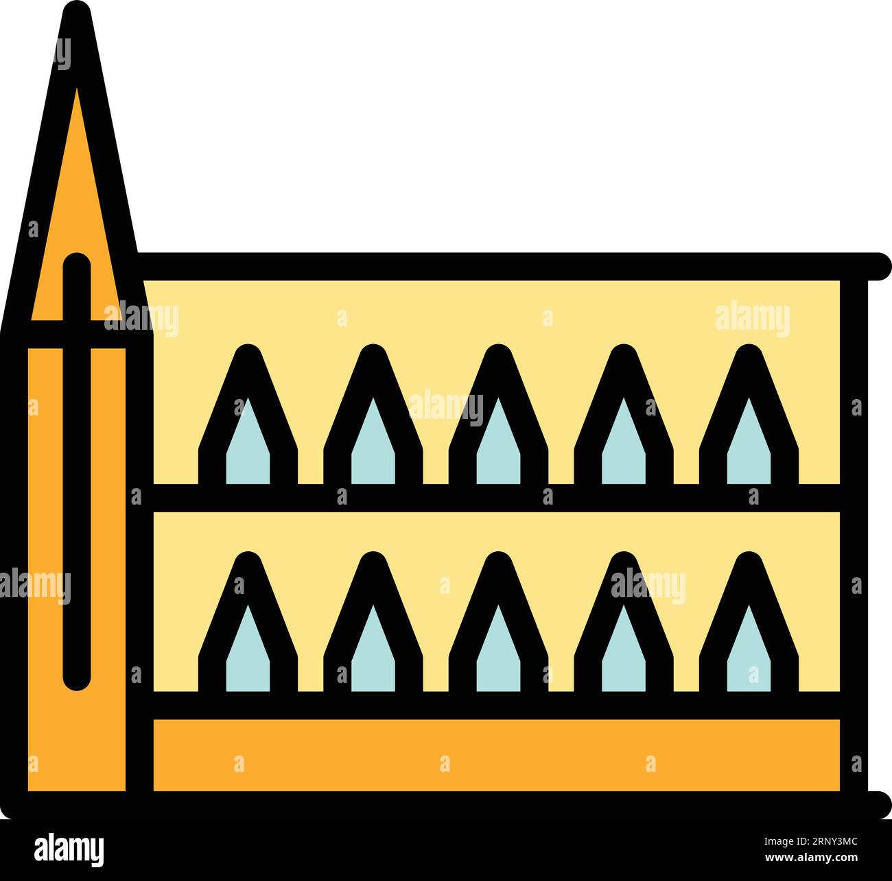 City church icon outline vector. Belarus tourism. Travel Belarus color flat Stock Vector