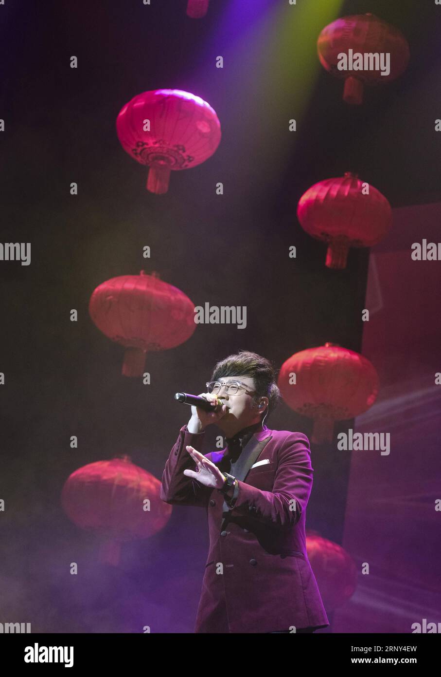 (180226) -- LOS ANGELES, Feb. 26, 2018 -- Chinese singer Wang Zhengliang performs during Cultures of China, Festival of Spring gala, at the Cal State LA Luckman Theatre in Los Angeles, the United States, Feb. 25, 2018. A Spring Festival gala was staged in here Sunday night for overseas Chinese and Americans to co-celebrate the Chinese Lunar New Year. ) (zjl) US-LOS ANGELES-CHINESE SPRING FESTIVAL-GALA ZhaoxHanrong PUBLICATIONxNOTxINxCHN Stock Photo