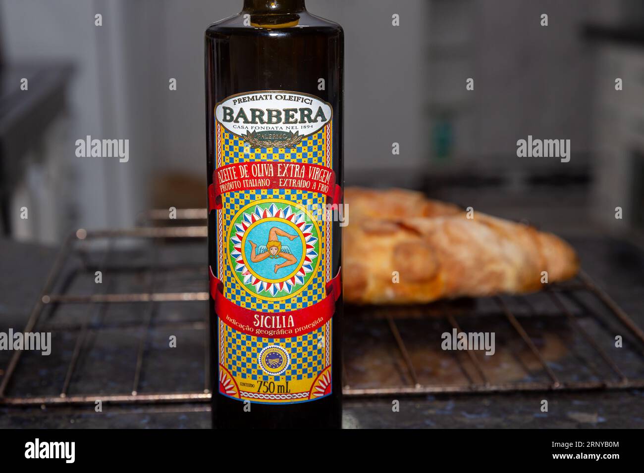 Traditional rustic pepperoni sausage bread Stock Photo Alamy