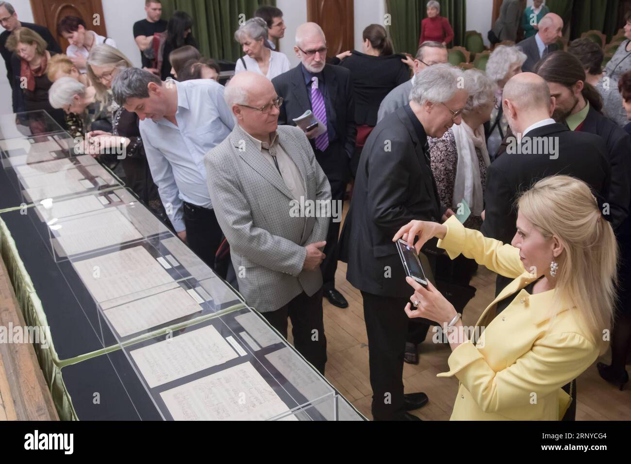 (180311) -- BUDAPEST, March 11, 2018 -- People view Hungarian composer Franz Liszt s manuscripts which are previously thought lost in the Franz Liszt Memorial Museum and Research Center in Budapest, Hungary, on March 10, 2018. The manuscripts believed to be of famous Hungarian composer Franz Liszt were presented in the museum on Saturday in a solemn ceremony. )(gj) HUNGARY-BUDAPEST-LISZT-MANUSCRIPTS AttilaxVolgyi PUBLICATIONxNOTxINxCHN Stock Photo